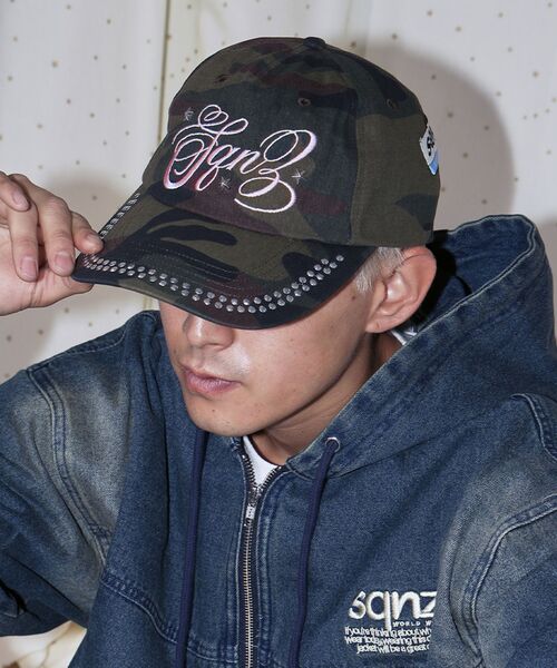 stone  キャップ　正規品 VARIOUSNOロゴプリントラインストーンメッシュCAP/OTTO(オットー