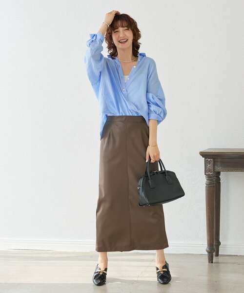 RIVE DROITE(リヴドロワ)の「合皮タイトスカート(スカート・レディース・ブラウン/ブラック・38/36)」の12枚目の写真