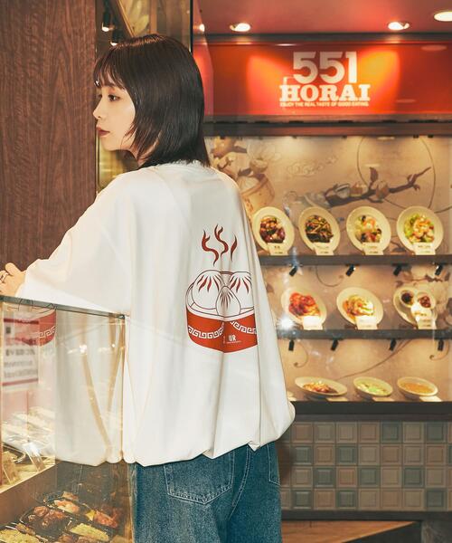 URBAN RESEARCH（アーバンリサーチ）の「551蓬莱×UR　ドロストショートスリーブTシャツ（Tシャツ/カットソー・レディース・ライトブルー/オフホワイト/チャコールグレー・X-LARGE/LARGE/MEDIUM/SMALL）」の4枚目の写真