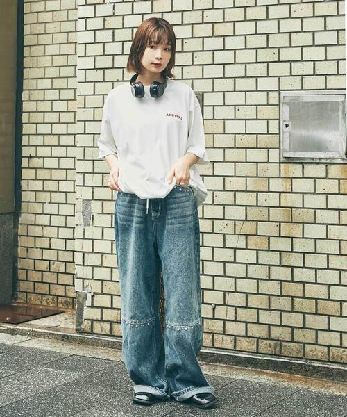 URBAN RESEARCH（アーバンリサーチ）の「551蓬莱×UR　ドロストショートスリーブTシャツ（Tシャツ/カットソー・レディース・ライトブルー/オフホワイト/チャコールグレー・X-LARGE/LARGE/MEDIUM/SMALL）」の14枚目の写真