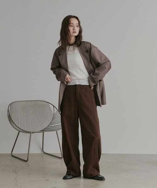 ad thie(アドティエ)の「ハーフスリーブ メローシアートップス(Tシャツ/カットソー・レディース・チャコール/ピンク/ライトグリーン/オフホワイト/ブラック/ブラウン/スモークピンク/ライトブルー・FREE/MEDIUM/LARGE)」の22枚目の写真