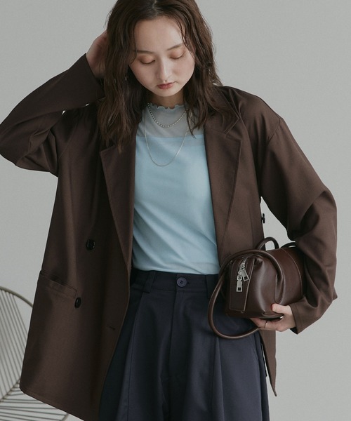 ad thie(アドティエ)の「ハーフスリーブ メローシアートップス(Tシャツ/カットソー・レディース・チャコール/ピンク/ライトグリーン/オフホワイト/ブラック/ブラウン/スモークピンク/ライトブルー・FREE/MEDIUM/LARGE)」の16枚目の写真