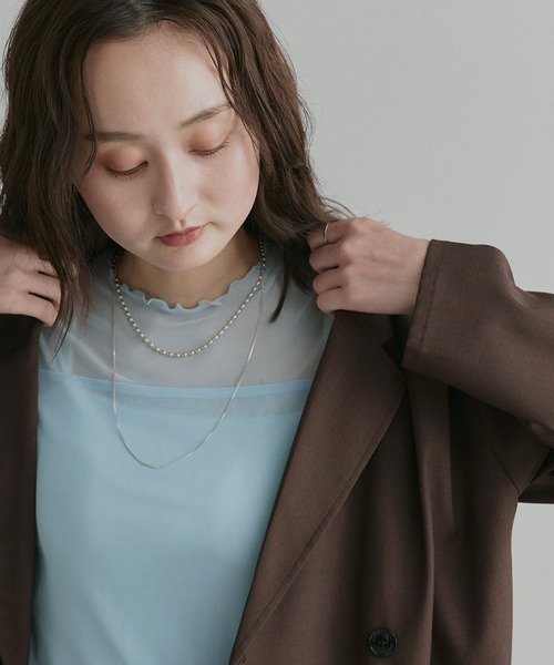 ad thie(アドティエ)の「ハーフスリーブ メローシアートップス(Tシャツ/カットソー・レディース・チャコール/ピンク/ライトグリーン/オフホワイト/ブラック/ブラウン/スモークピンク/ライトブルー・FREE/MEDIUM/LARGE)」の17枚目の写真
