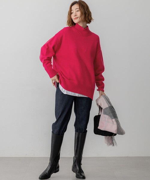 23区（ニジュウサンク）の「カシミヤ チェック マフラー（マフラー・レディース・グリーン系3/ベージュ系3/ブルー系3/イエロー系3/ピンク系3/レッド系3・F）」の21枚目の写真