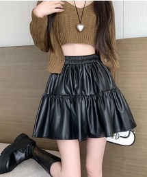 Mejoul | 【25年秋冬新作】【インナーパンツ付き】フェイクレザーティアードミニスカート(スカート)