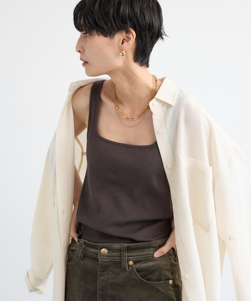 BARNYARDSTORM(バンヤードストーム)の「BARNYARDSTORM / スクエアリブタンクトップ / マシンウォッシャブル(その他トップス・レディース・グレー/ブラウン/ホワイト/ブラック・FREE)」の13枚目の写真