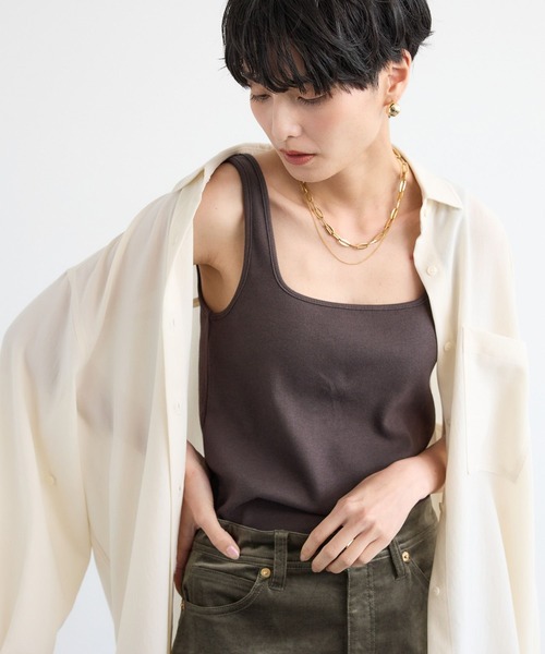 BARNYARDSTORM(バンヤードストーム)の「BARNYARDSTORM / スクエアリブタンクトップ / マシンウォッシャブル(その他トップス・レディース・グレー/ブラウン/ホワイト/ブラック・FREE)」の14枚目の写真