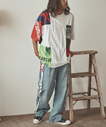 Side switching Denim Easy pants(Euro calendar) デニムパンツ