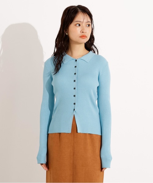 N.(N. Natural Beauty Basic)(エヌエヌナチュラルビューティーベーシック)の「ポロカラーリブニット(ポロシャツ・レディース・レッド/ブルー/グレー・MEDIUM)」の22枚目の写真