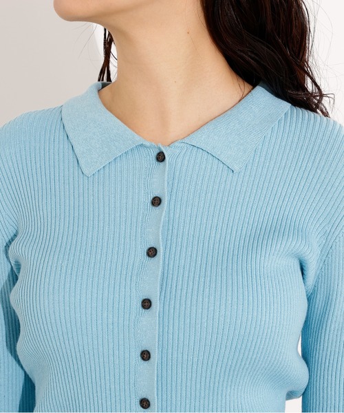 N.(N. Natural Beauty Basic)(エヌエヌナチュラルビューティーベーシック)の「ポロカラーリブニット(ポロシャツ・レディース・レッド/ブルー/グレー・MEDIUM)」の14枚目の写真