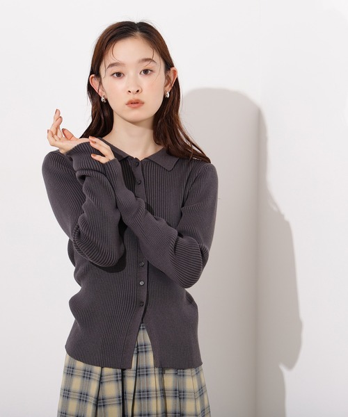 N.(N. Natural Beauty Basic)(エヌエヌナチュラルビューティーベーシック)の「ポロカラーリブニット(ポロシャツ・レディース・レッド/ブルー/グレー・MEDIUM)」の4枚目の写真