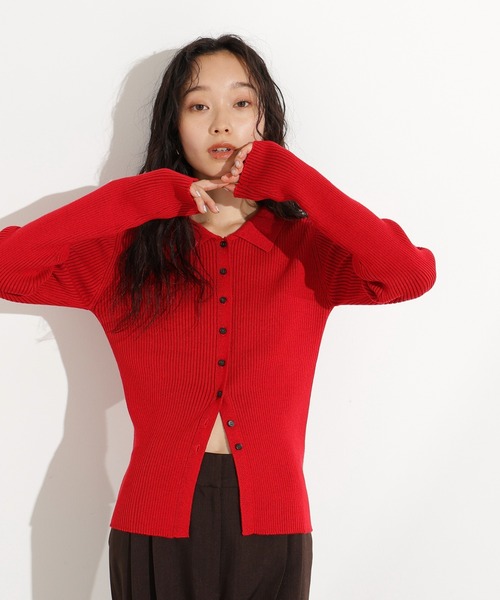 N.(N. Natural Beauty Basic)(エヌエヌナチュラルビューティーベーシック)の「ポロカラーリブニット(ポロシャツ・レディース・レッド/ブルー/グレー・MEDIUM)」の17枚目の写真