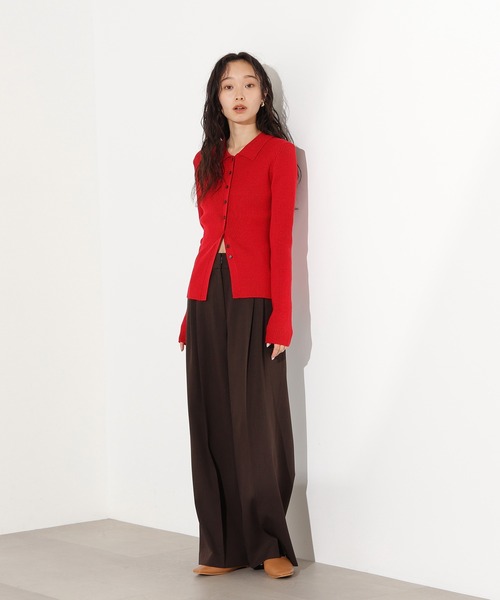 N.(N. Natural Beauty Basic)(エヌエヌナチュラルビューティーベーシック)の「ポロカラーリブニット(ポロシャツ・レディース・レッド/ブルー/グレー・MEDIUM)」の6枚目の写真