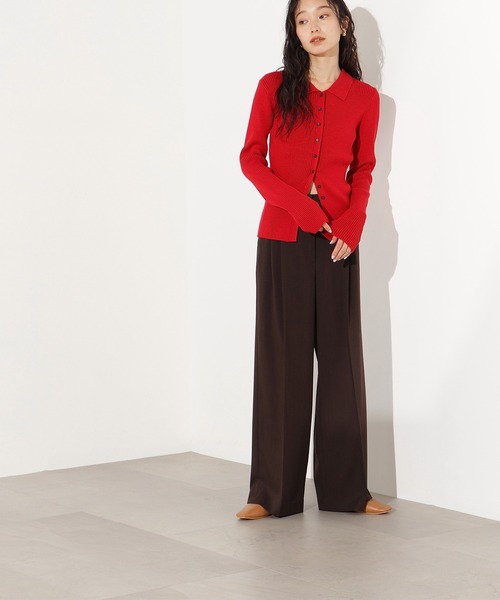 N.(N. Natural Beauty Basic)(エヌエヌナチュラルビューティーベーシック)の「ポロカラーリブニット(ポロシャツ・レディース・レッド/ブルー/グレー・MEDIUM)」の9枚目の写真