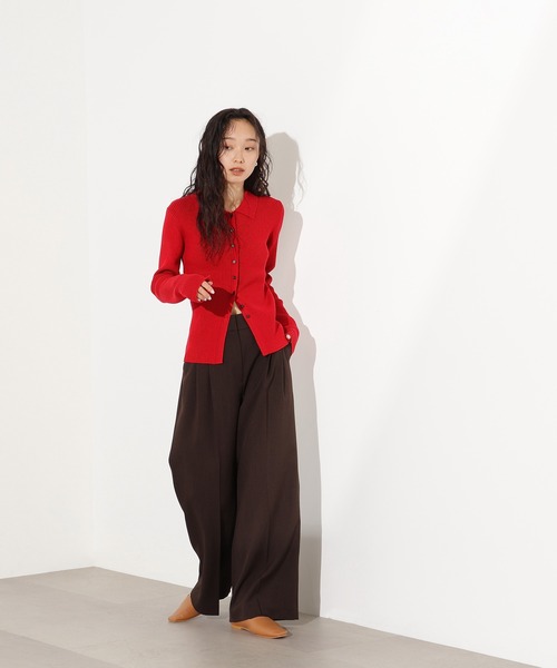 N.(N. Natural Beauty Basic)(エヌエヌナチュラルビューティーベーシック)の「ポロカラーリブニット(ポロシャツ・レディース・レッド/ブルー/グレー・MEDIUM)」の10枚目の写真