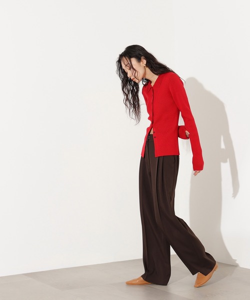 N.(N. Natural Beauty Basic)(エヌエヌナチュラルビューティーベーシック)の「ポロカラーリブニット(ポロシャツ・レディース・レッド/ブルー/グレー・MEDIUM)」の11枚目の写真