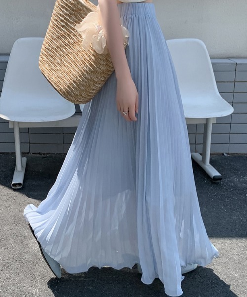 Aelina(エリナ)の「ウエストゴム付きハイウエストプリーツスカート(スカート・レディース・ブルー/パープル/ホワイト/ピンク/ブラック・S/L/M)」の19枚目の写真