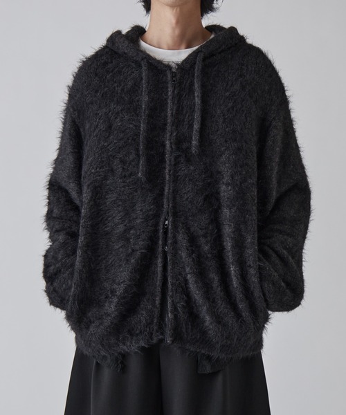 Lui's（ルイス）の「MIXシャギージップフーディ（ニット/セーター・メンズ・グレー/ダークグレー/ブラック・M/S）」の4枚目の写真