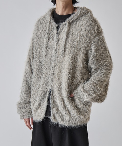 Lui's（ルイス）の「MIXシャギージップフーディ（ニット/セーター・メンズ・グレー/ダークグレー/ブラック・M/S）」の12枚目の写真