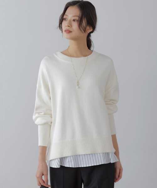 セール】コットンカシミヤMIX クルーネックニット（ニット/セーター
