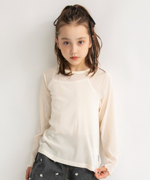 EDWIN（エドウィン）の「【Ou? by EDWIN】ベロア調シアー長袖Tシャツ（Tシャツ/カットソー・キッズ・ブラウン/ラベンダー/オフホワイト・140/110/90/130/100/150/120）」の16枚目の写真