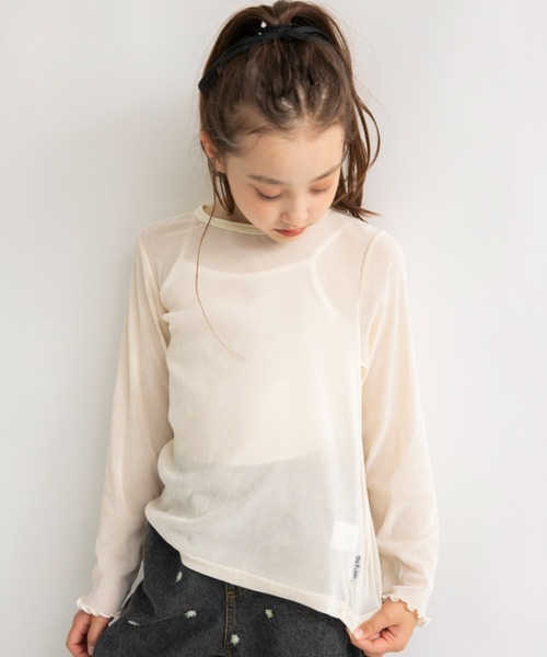 EDWIN（エドウィン）の「【Ou? by EDWIN】ベロア調シアー長袖Tシャツ（Tシャツ/カットソー・キッズ・ブラウン/ラベンダー/オフホワイト・140/110/90/130/100/150/120）」の17枚目の写真