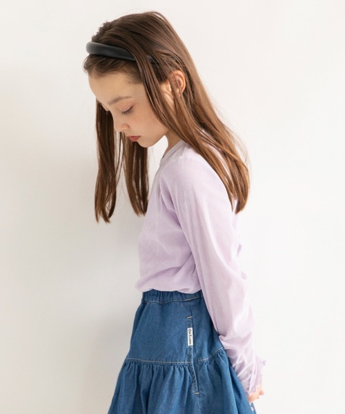 EDWIN（エドウィン）の「【Ou? by EDWIN】ベロア調シアー長袖Tシャツ（Tシャツ/カットソー・キッズ・ブラウン/ラベンダー/オフホワイト・140/110/90/130/100/150/120）」の15枚目の写真