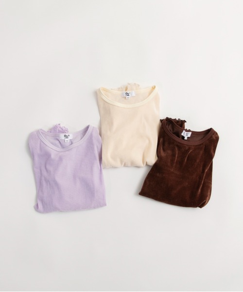 EDWIN（エドウィン）の「【Ou? by EDWIN】ベロア調シアー長袖Tシャツ（Tシャツ/カットソー・キッズ・ブラウン/ラベンダー/オフホワイト・140/110/90/130/100/150/120）」の6枚目の写真