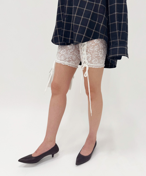 EDIT. FOR LULU（エディットフォールル）の「【YUHAN WANG/ユハン ワン】laced biker shorts（その他パンツ・レディース・ホワイト・SMALL/MEDIUM）」の5枚目の写真