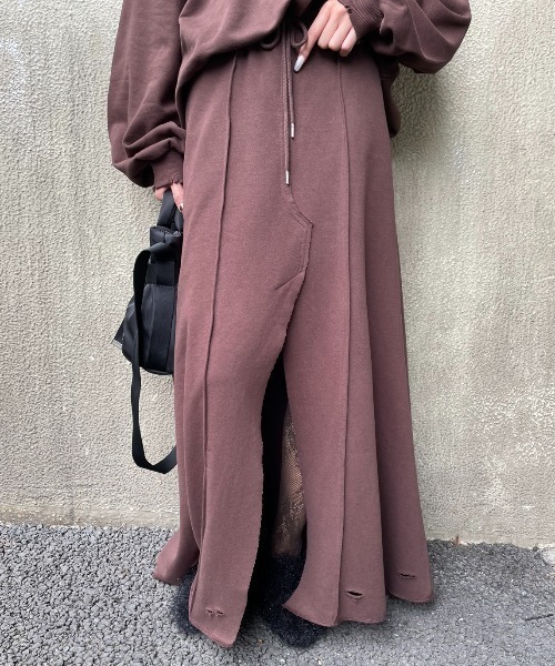 リメイクデザインスウェットロングスカート/セットアップ可能