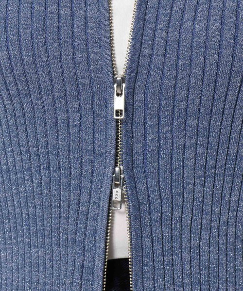 mysty woman（ミスティウーマン）の「ダブルジップラメニットカーディガン 575265（カーディガン/ボレロ・レディース・アイボリー/ピンクベージュ/グレイッシュブルー/ブラック・FREE）」の15枚目の写真