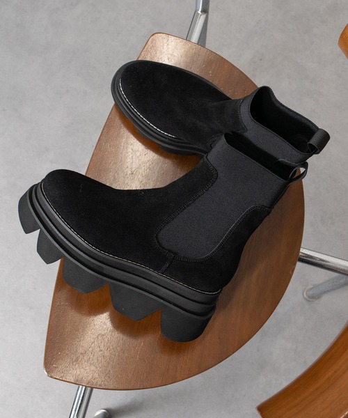 PARADIS COULEUR（パラディクルール）の「【PARADIS COULEUR】ボリュームソールサイドゴアブーツ(353023)（ブーツ・レディース・ブラック/ブラック系その他/ダークブラウン・24/23.5/22.5/23/24.5）」の2枚目の写真