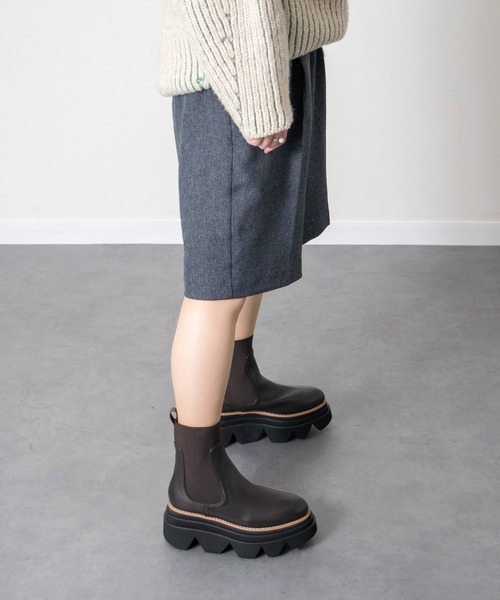 PARADIS COULEUR（パラディクルール）の「【PARADIS COULEUR】ボリュームソールサイドゴアブーツ(353023)（ブーツ・レディース・ブラック/ブラック系その他/ダークブラウン・24/23.5/22.5/23/24.5）」の9枚目の写真