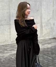 loose nuance off shoulder knit /ルーズニュアンスオフショルニットプルオーバー