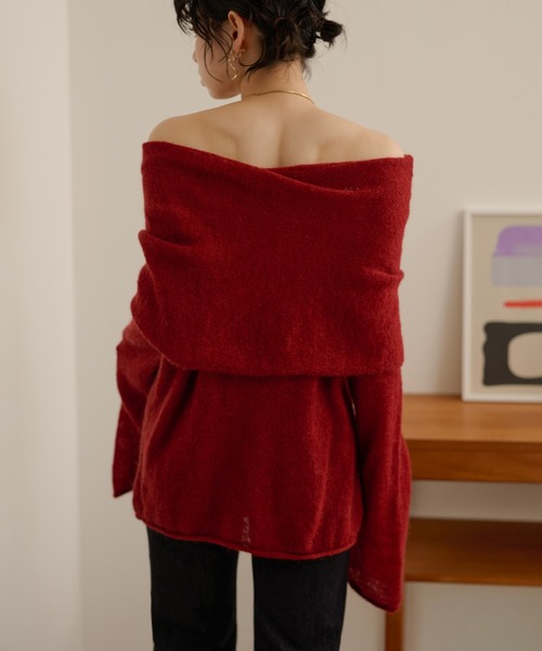LAULEN(ローレン)の「loose nuance off shoulder knit /ルーズニュアンスオフショルニットプルオーバー(ニット/セーター・レディース・アイボリー/ブラック/レッド・FREE)」の12枚目の写真