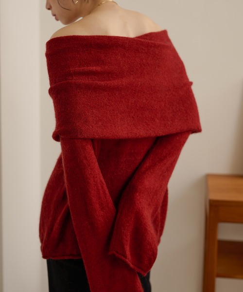 LAULEN(ローレン)の「loose nuance off shoulder knit /ルーズニュアンスオフショルニットプルオーバー(ニット/セーター・レディース・アイボリー/ブラック/レッド・FREE)」の14枚目の写真