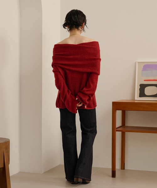 LAULEN(ローレン)の「loose nuance off shoulder knit /ルーズニュアンスオフショルニットプルオーバー(ニット/セーター・レディース・アイボリー/ブラック/レッド・FREE)」の16枚目の写真