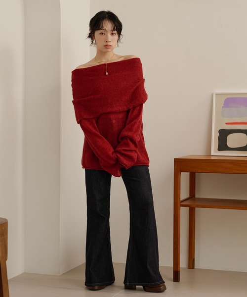 LAULEN(ローレン)の「loose nuance off shoulder knit /ルーズニュアンスオフショルニットプルオーバー(ニット/セーター・レディース・アイボリー/ブラック/レッド・FREE)」の17枚目の写真