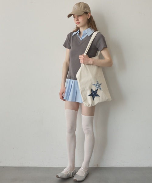 Birthday room（バースデイルーム）の「パッチワークスタートートBAG/Patchwork Star Tote Bag（トートバッグ・レディース・ブラック/ネイビー/アイボリー・FREE）」の17枚目の写真