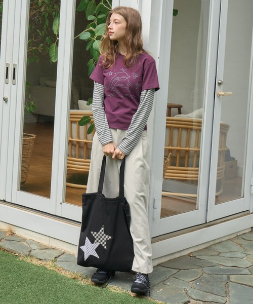 Birthday room（バースデイルーム）の「パッチワークスタートートBAG/Patchwork Star Tote Bag（トートバッグ・レディース・ブラック/ネイビー/アイボリー・FREE）」の21枚目の写真
