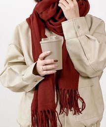 レッド モノグラム マフラー フリンジ付き レッド モノグラム マフラー フリンジ付き レッド モノグラム