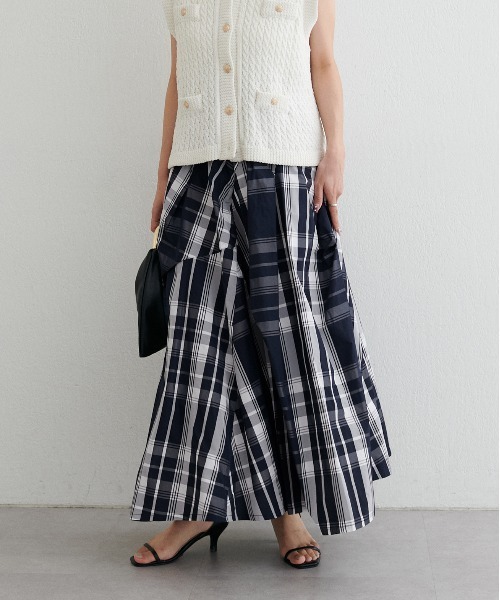 【LARUTA】［MAO別注］アシンメトリータフタチェックスカート