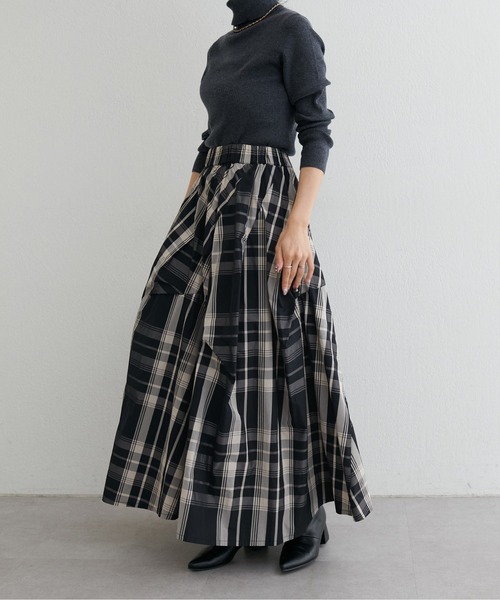 LARUTA】［MAO別注］アシンメトリータフタチェックスカート（スカート