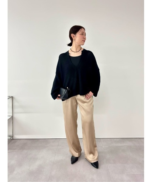 UR'S（ユアーズ）の「サテンラインワイドパンツ（その他パンツ・レディース・ブラック/ベージュ・S/M/L）」の20枚目の写真