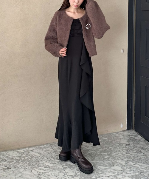 archives（アルシーヴ）の「’チェックアソートラッフルキャミワンピース’（ワンピース・レディース・ブラック/ブラウン/ネイビー・MEDIUM）」の2枚目の写真