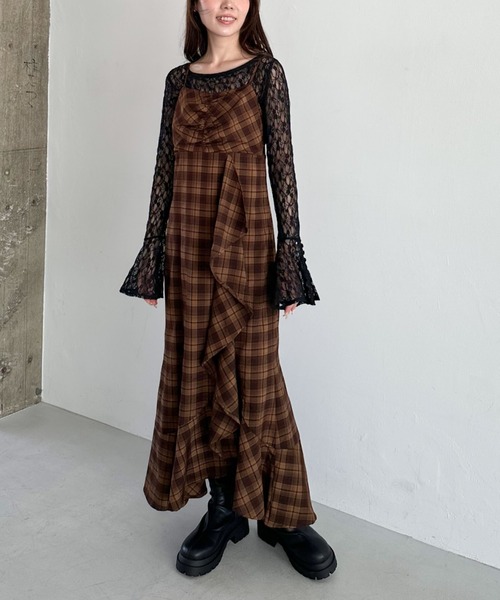 archives（アルシーヴ）の「’チェックアソートラッフルキャミワンピース’（ワンピース・レディース・ブラック/ブラウン/ネイビー・MEDIUM）」の20枚目の写真