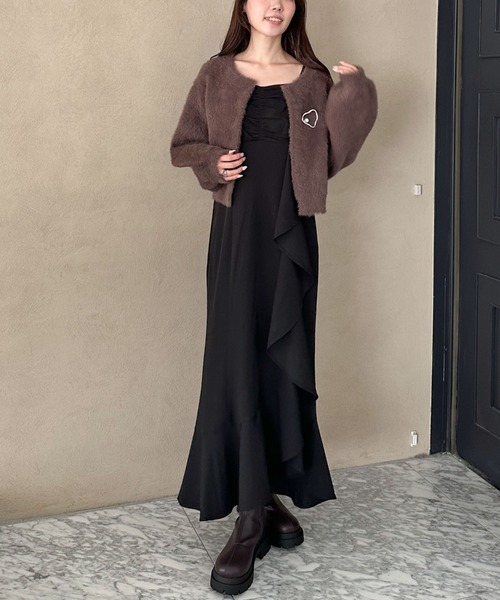 archives（アルシーヴ）の「’チェックアソートラッフルキャミワンピース’（ワンピース・レディース・ブラック/ブラウン/ネイビー・MEDIUM）」の9枚目の写真