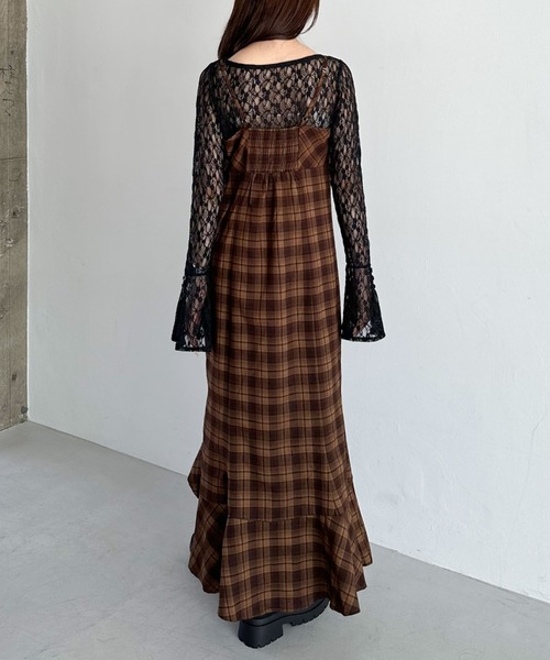 archives（アルシーヴ）の「’チェックアソートラッフルキャミワンピース’（ワンピース・レディース・ブラック/ブラウン/ネイビー・MEDIUM）」の5枚目の写真