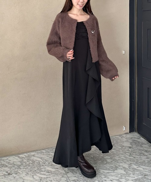 archives（アルシーヴ）の「’チェックアソートラッフルキャミワンピース’（ワンピース・レディース・ブラック/ブラウン/ネイビー・MEDIUM）」の8枚目の写真