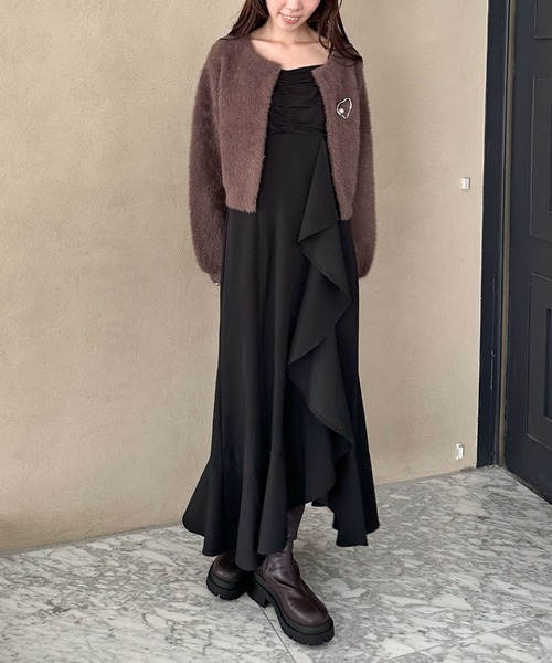 archives（アルシーヴ）の「’チェックアソートラッフルキャミワンピース’（ワンピース・レディース・ブラック/ブラウン/ネイビー・MEDIUM）」の7枚目の写真